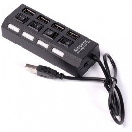 Хаб USB SmartBuy SBHA-7204-B, с выключателями, черный
