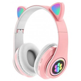 Наушники bluetooth Cat Ear VZV-23M с ушками LED розовые