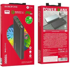 Power bank Borofone BT34 10000mAh QC 3.0, LCD, черный