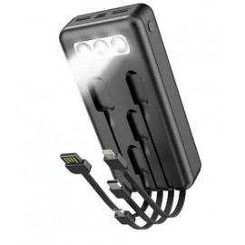 Power bank Hoco J77A 20000mah с кабелями, с фонариком, черный