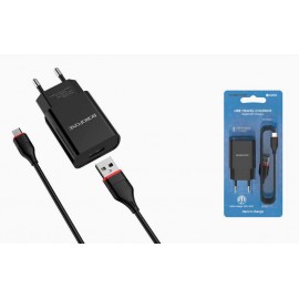 Зарядное сетевое сзу USB Borofone BA20A + кабель для Apple lightning lightning кабель, черный