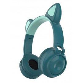 Наушники bluetooth Cat Ear ZW-028 с ушками LED зеленые