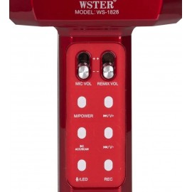 Колонка микрофон Bluetooth Mp3 караоке WS-1828 красный