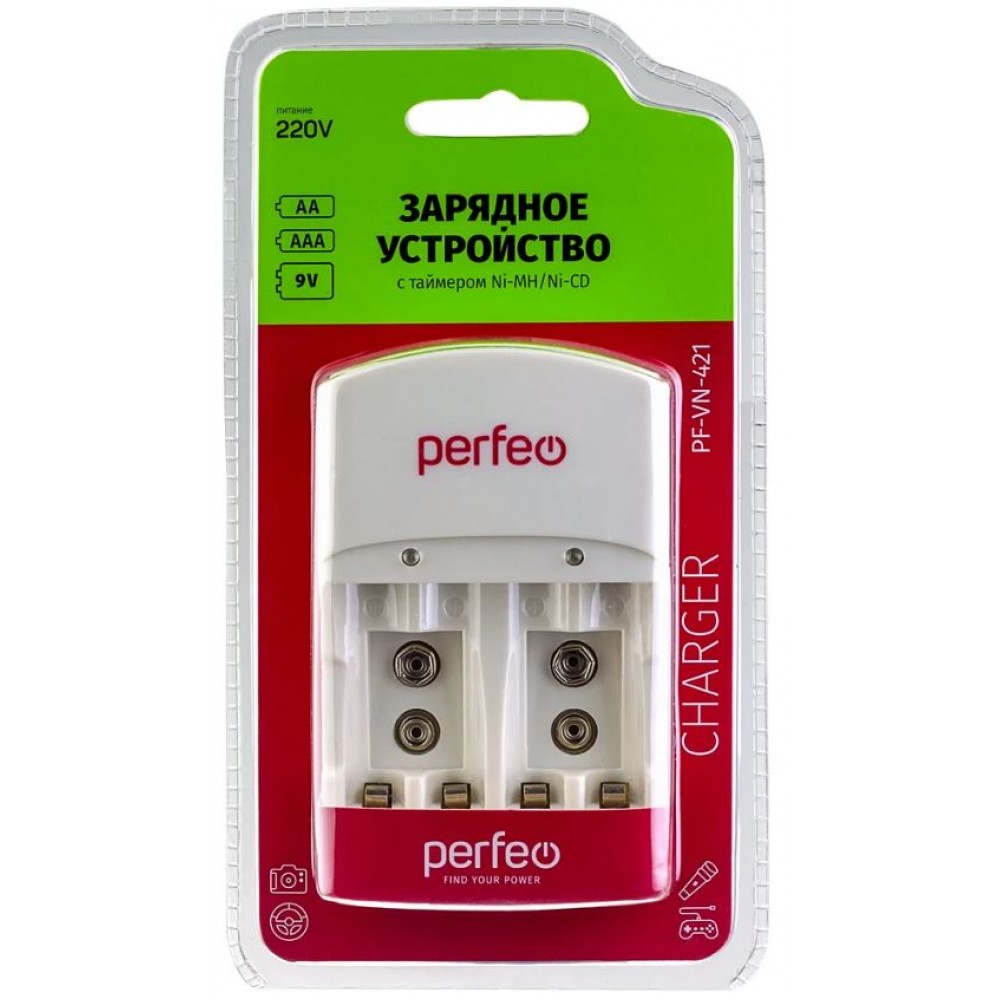 Зарядное сетевое для батарей AA/AAA x4 Perfeo PF-VN-421 PF_B4048