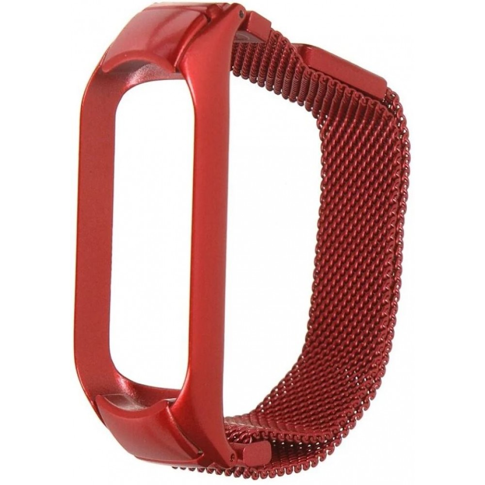 Ремешок металл для фитнес браслета Miband 3 / 4, красный