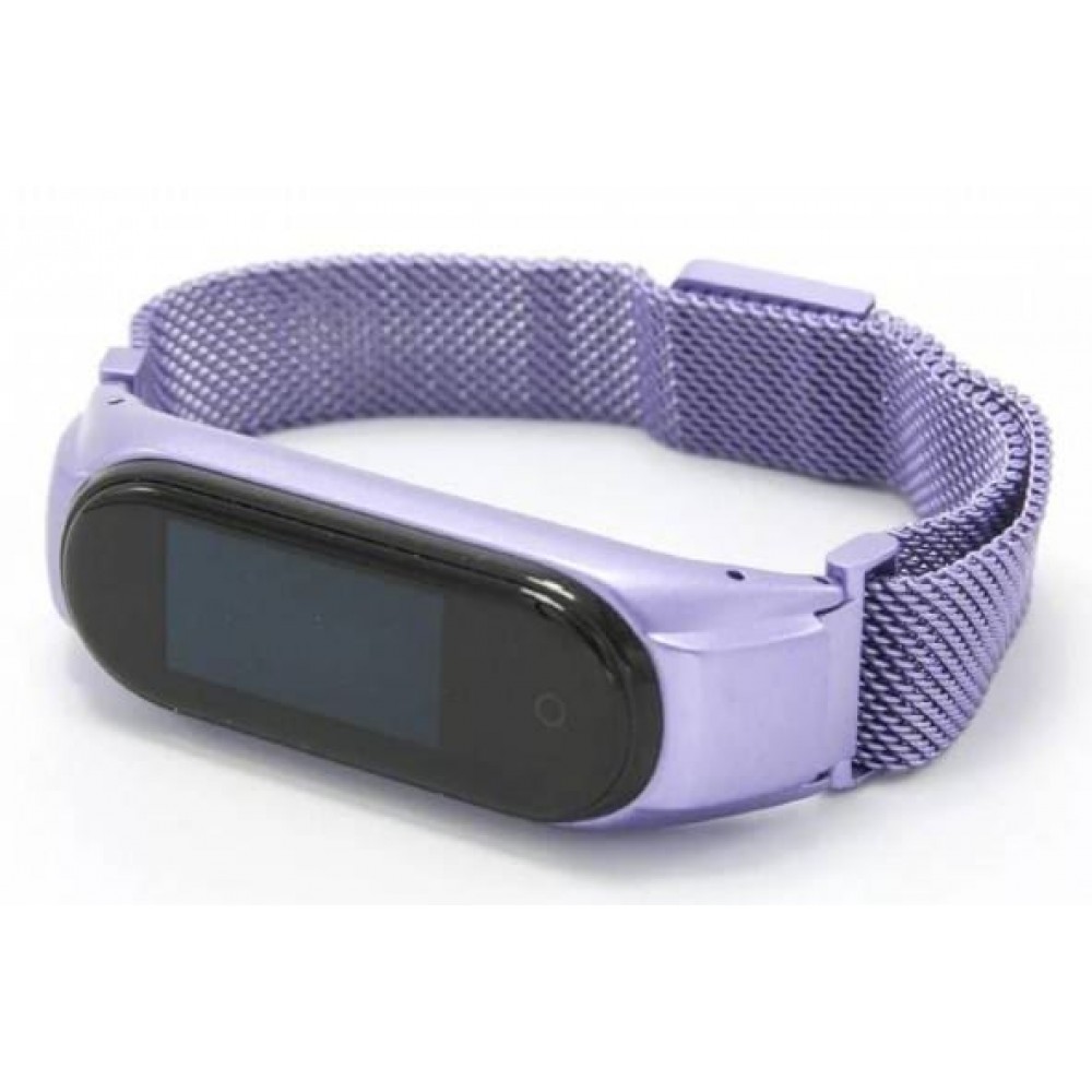 Ремешок металл для фитнес браслета Miband 3 / 4, фиолетовый
