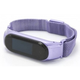 Ремешок металл для фитнес браслета Miband 3 / 4, фиолетовый