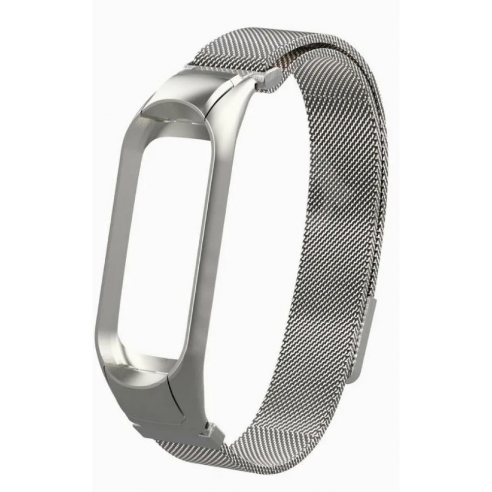 Ремешок металл для фитнес браслета Miband 5, серебро