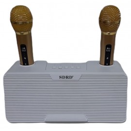 Колонка Bluetooth SDRD MP3 караоке 2 микрофона SD-302 белая