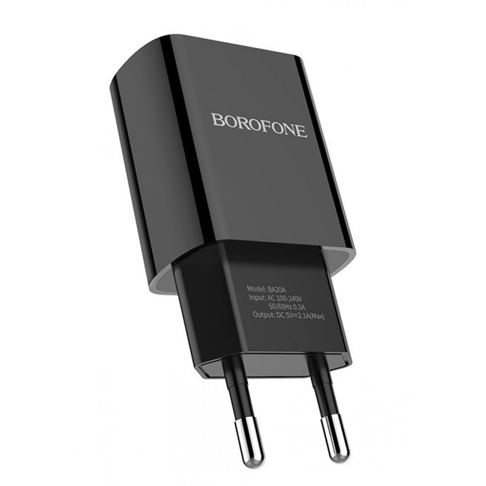Зарядное сетевое сзу USB Borofone BA20A 2.1A черный