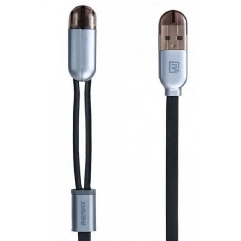 Кабель Micro USB + Lightning Remax RC-025t черный