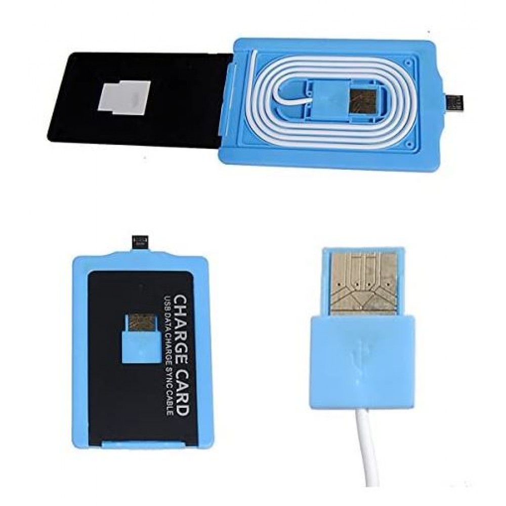 Кабель Micro USB кредитка синий