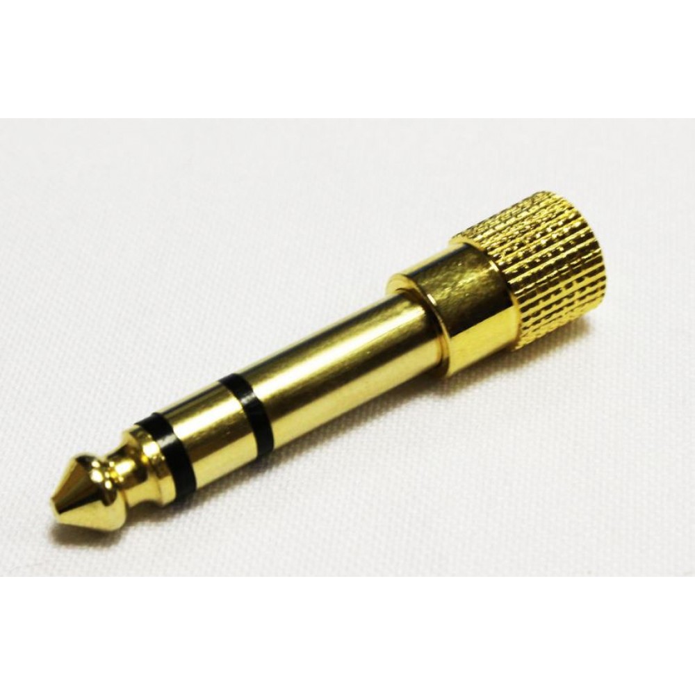 Переходник 6.3 штекер 3pin - 3.5 гнездо 3pin металл Gold