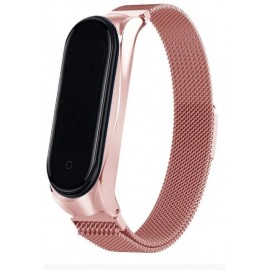 Ремешок металл для фитнес браслета Miband 3 / 4, розовое золото