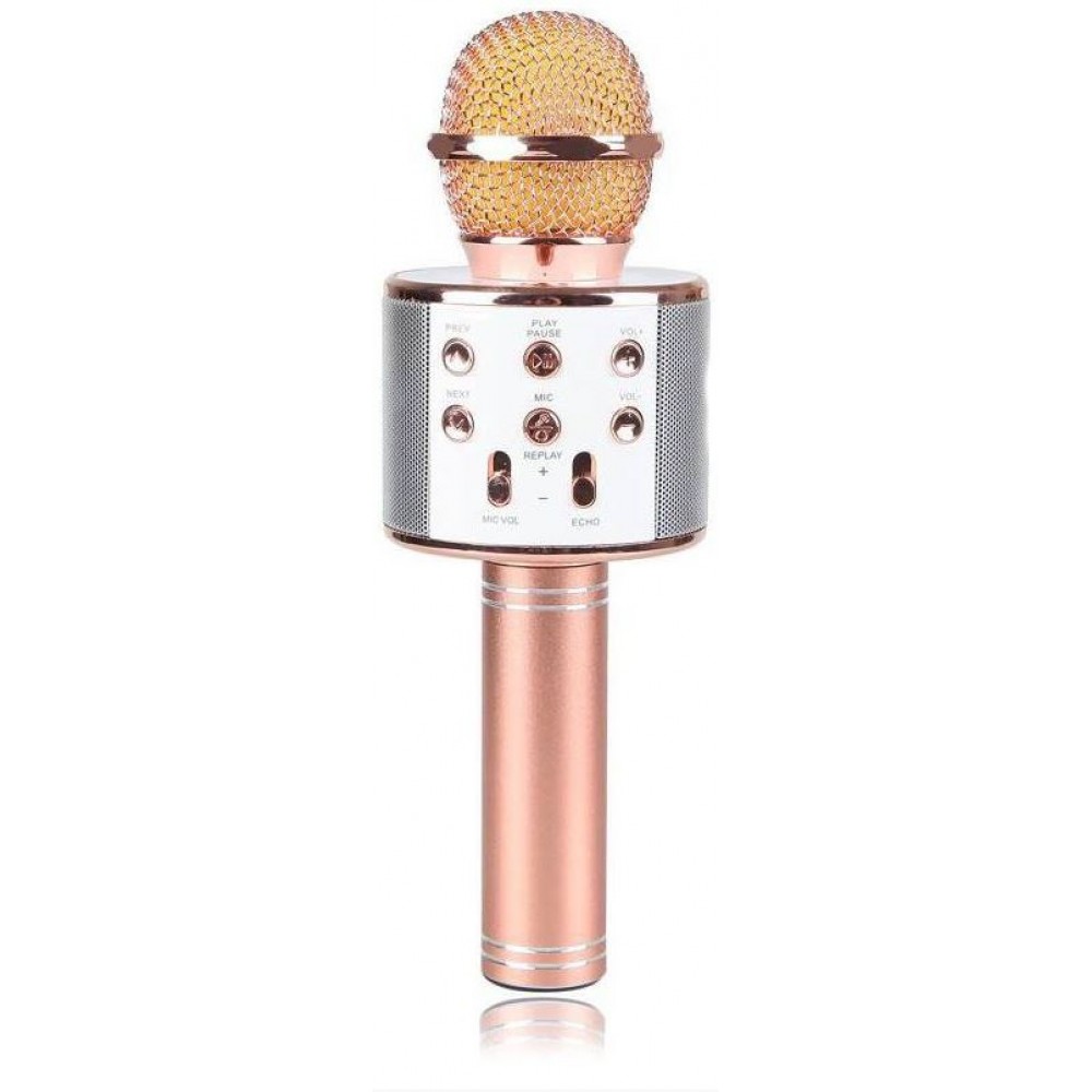 Колонка микрофон Bluetooth Mp3 караоке WS-858 бронзовый / pink gold