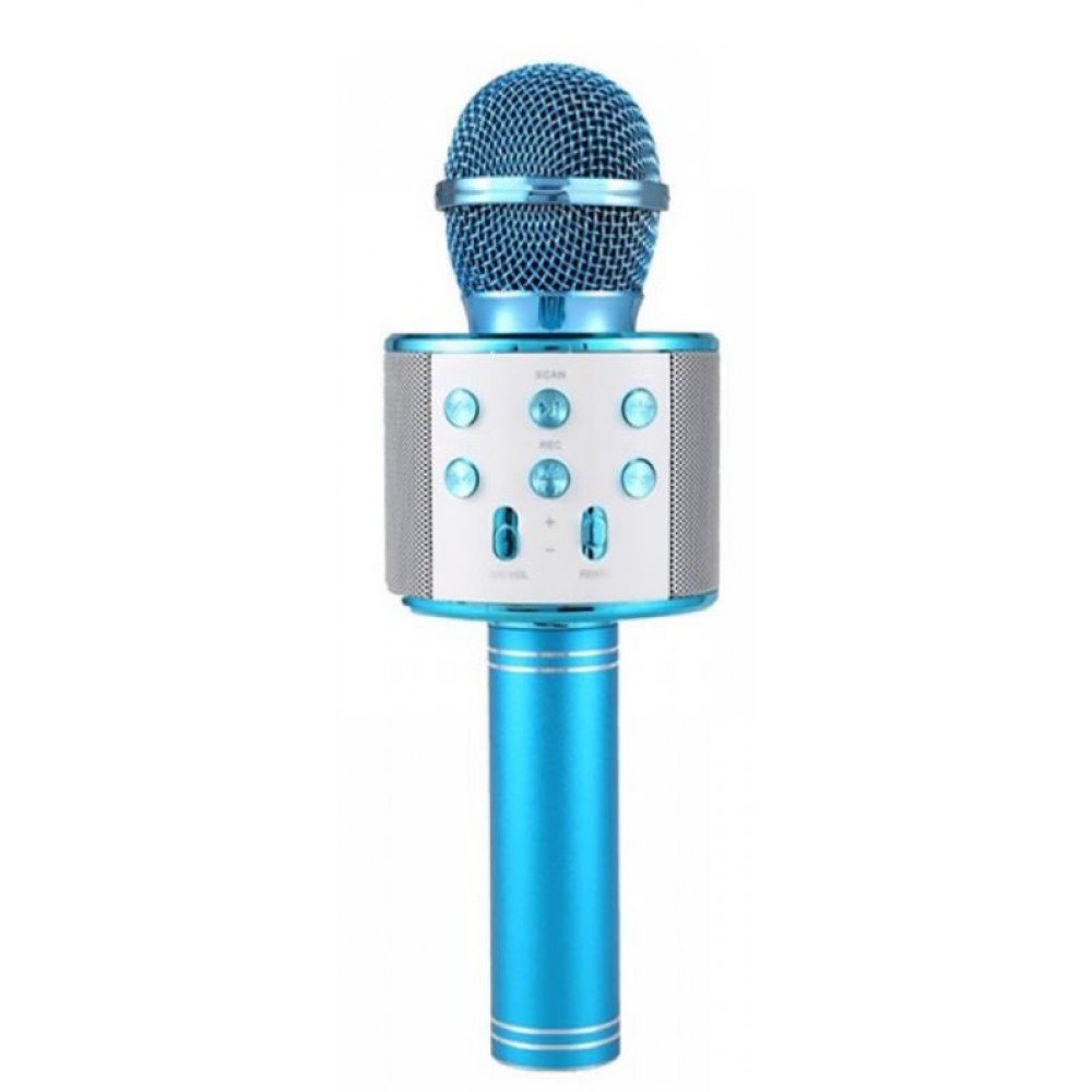 Колонка микрофон Bluetooth Mp3 караоке WS-858 голубой