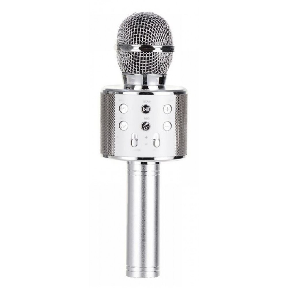 Колонка микрофон Bluetooth Mp3 караоке WS-858 Silver