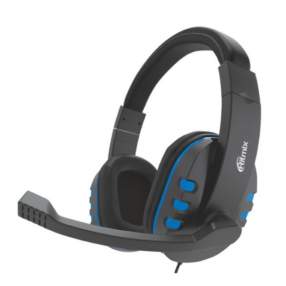 Наушники гарнитура PC Ritmix RH-555M голубая