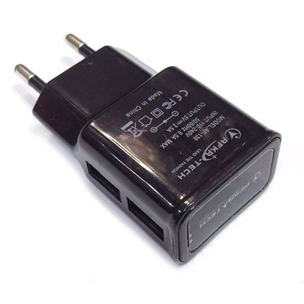 Зарядное сетевое СЗУ usb 2x Afka-tech AF-136/138 AF136 5V 2.5A черный