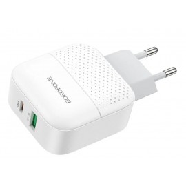 Зарядное сетевое сзу USB Borofone BA46A быстрое QC 3.0 +PD белый