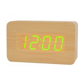 Часы LED с термометром VST-863, дерево желт, зеленые цифры