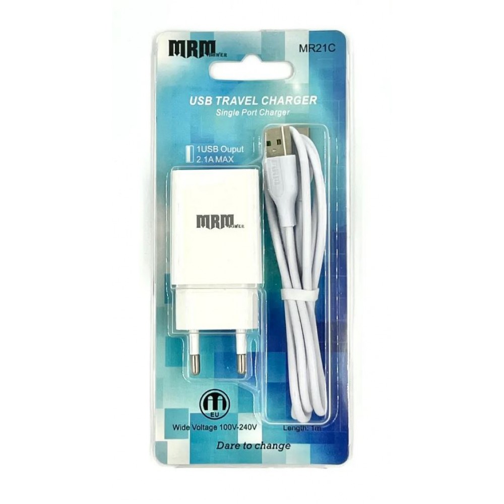 Зарядное сетевое сзу USB MRM MR21C + Type-C белый