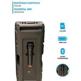 Колонка Bluetooth MP3 FM караоке с беспроводным микрофоном ZQS-8210
