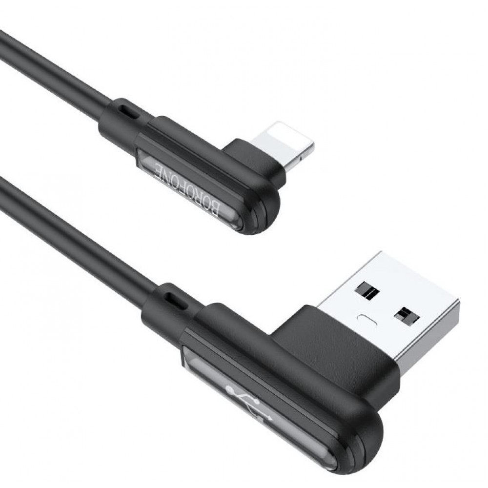 Кабель для apple lightning USB Borofone BX58 3A 1m угловой черный