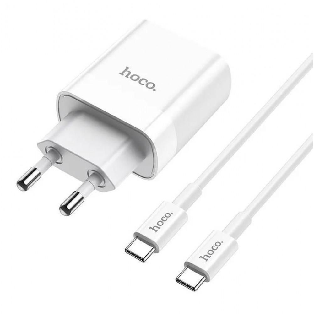 Зарядное сетевое сзу USB Hoco C80A быстрое QC 3.0 + Type-C PD белый