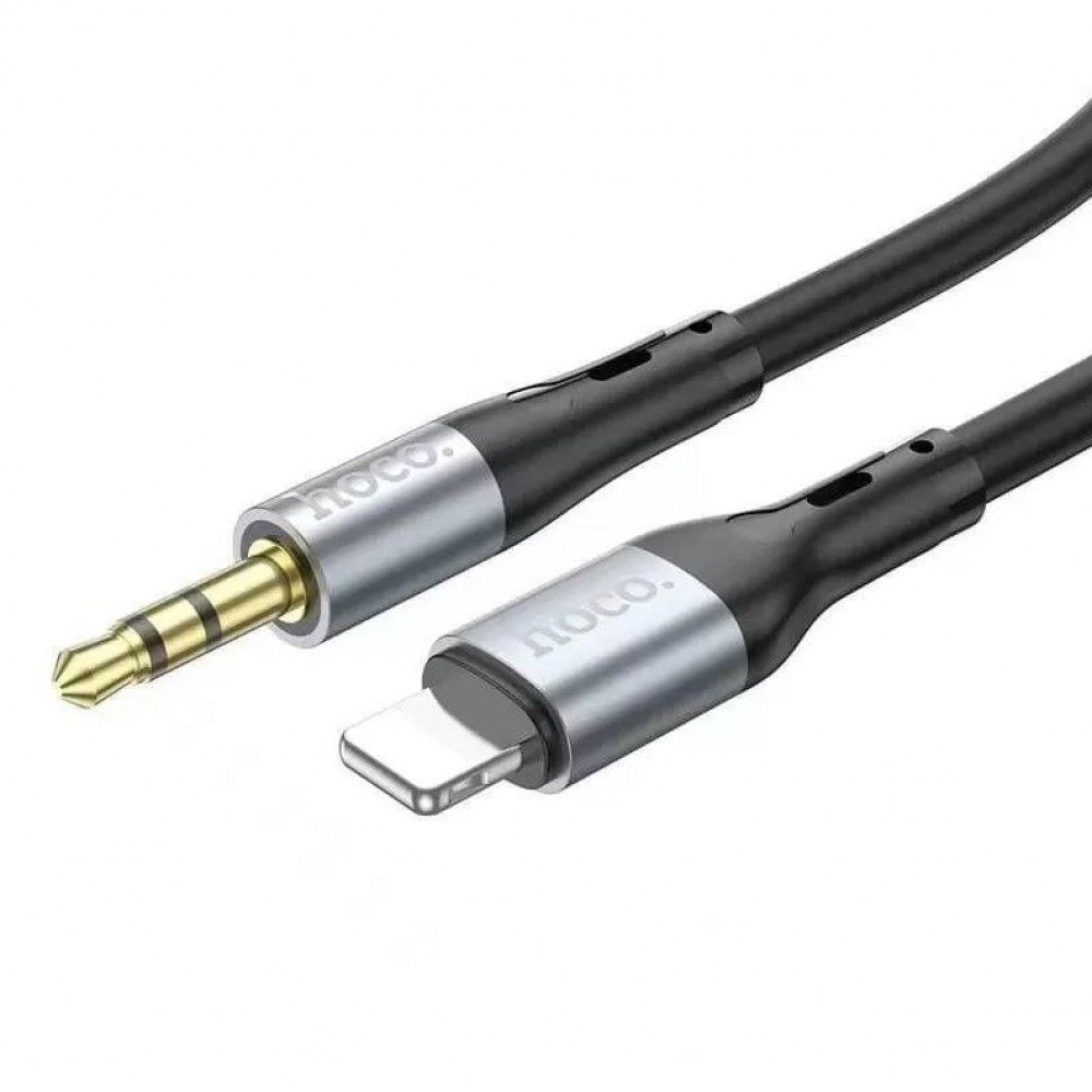 Переходник кабель для Apple lightning - 3.5 штекер aux Hoco UPA22 Silicone черный 1m