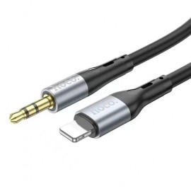 Переходник кабель для Apple lightning - 3.5 штекер aux Hoco UPA22 Silicone черный 1m