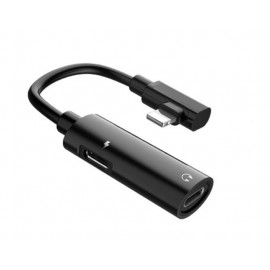 Переходник для Apple lightning - Dual Lightning Hoco LS18 plus (зарядка+музыка) черный