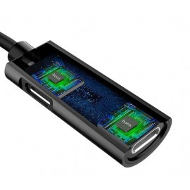 Переходник для Apple lightning - Dual Lightning Hoco LS18 plus (зарядка+музыка) черный