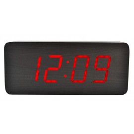 Часы LED с термометром VST-865 черное дерево красные цифры
