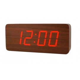 Часы LED с термометром VST-865 коричневое дерево красные цифры