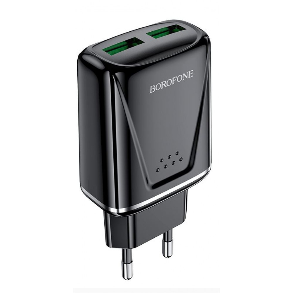 Зарядное сетевое сзу usb 2x Borofone BA54 быстрое QC 3.0 черный
