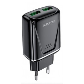 Зарядное сетевое сзу usb 2x Borofone BA54 быстрое QC 3.0 черный