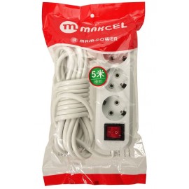 Удлинитель 3 розетки 5m с кнопкой MRM M-313 A850 белый