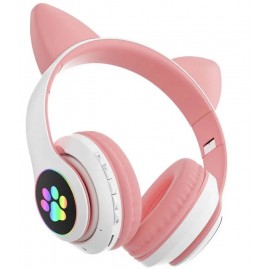 Наушники bluetooth Cat P33M с ушками LED розовый