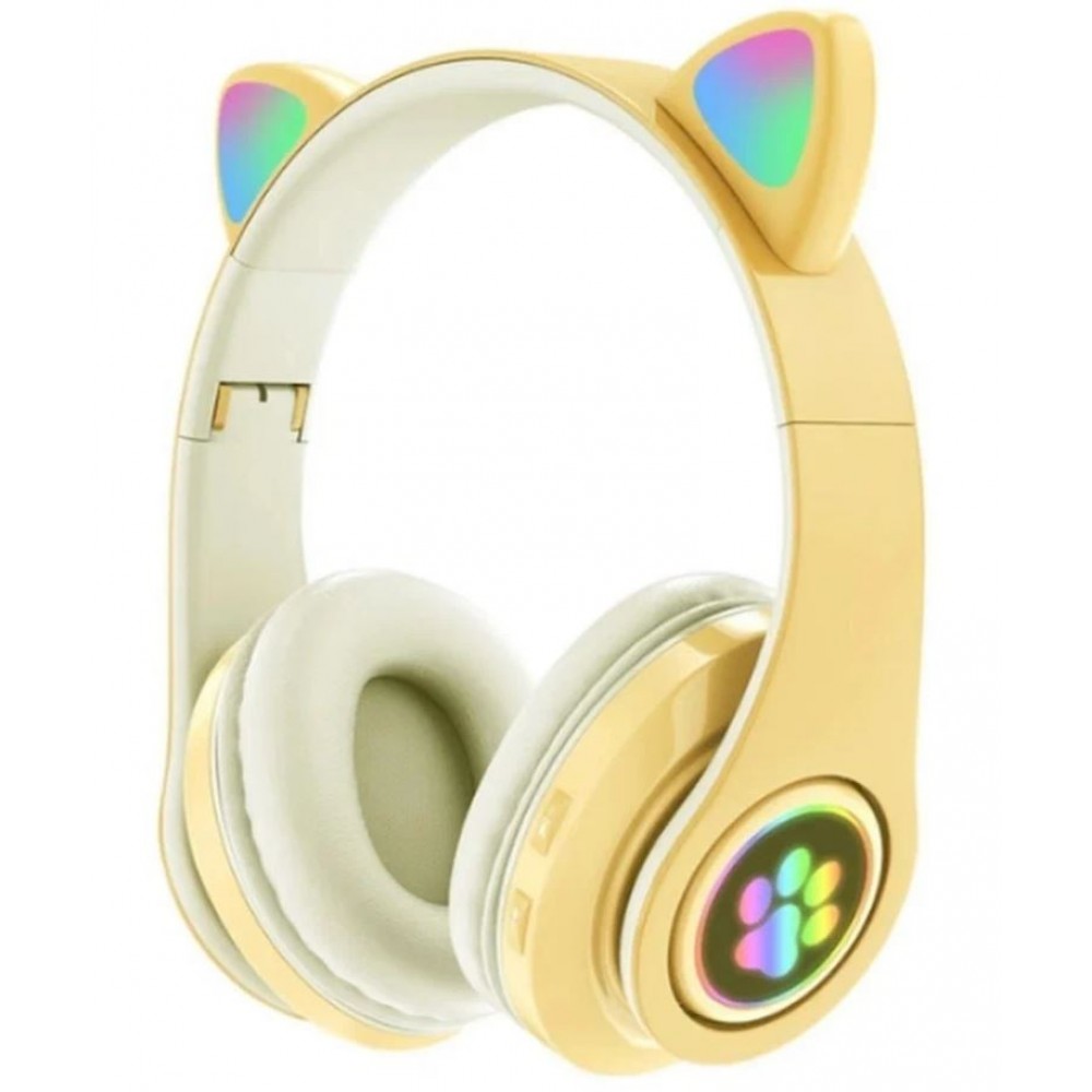 Наушники bluetooth Cat P33M с ушками LED желтый