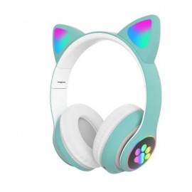 Наушники bluetooth Cat Ear VZV-23M с ушками LED бирюзовый
