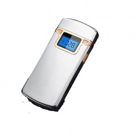 Зажигалка Usb плазменная 2 дуги 21-14 LCD дисплей счетчик металл серебро