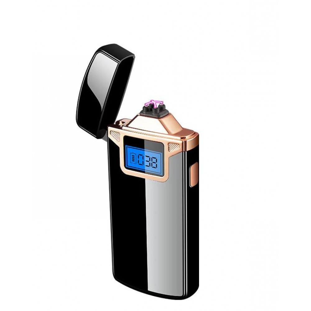 Зажигалка Usb плазменная 2 дуги 21-14 LCD дисплей счетчик металл черная
