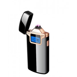 Зажигалка Usb плазменная 2 дуги 21-14 LCD дисплей счетчик металл черная