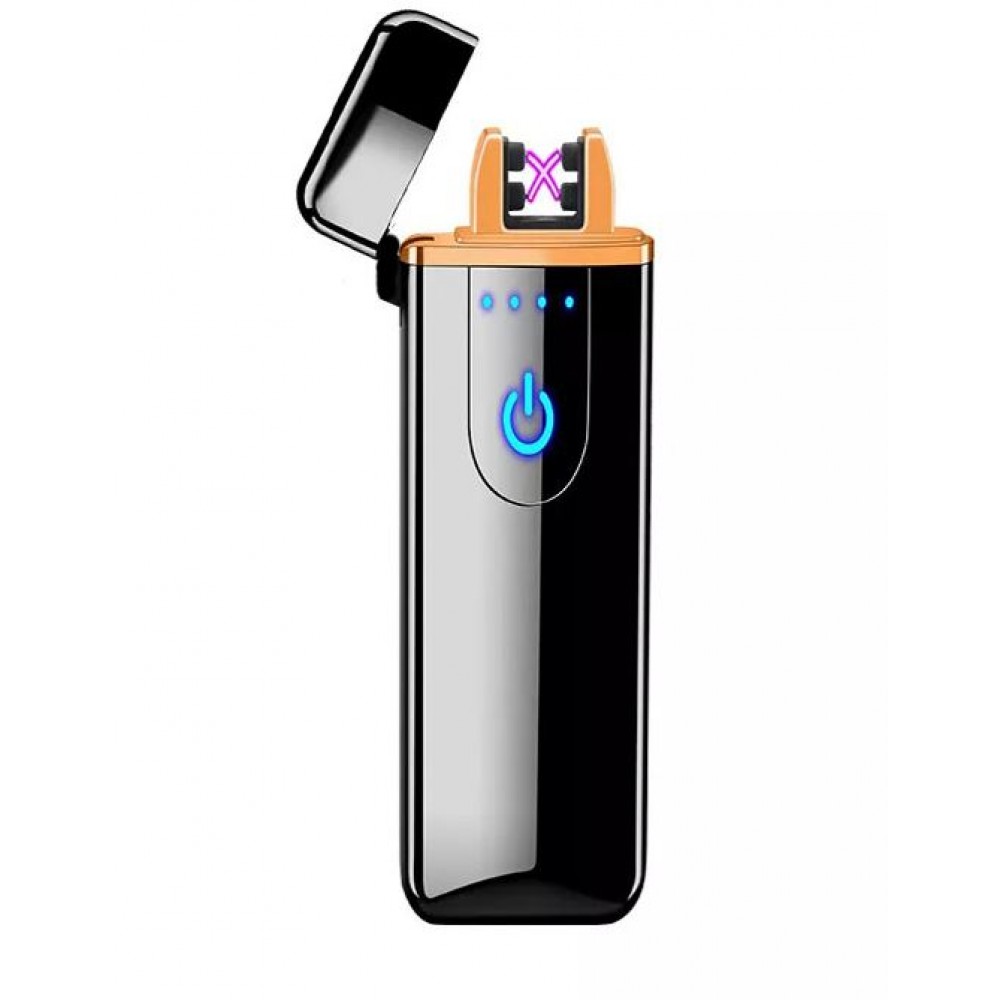 Зажигалка Usb плазменная 2 дуги 18-03 узкая металл черная