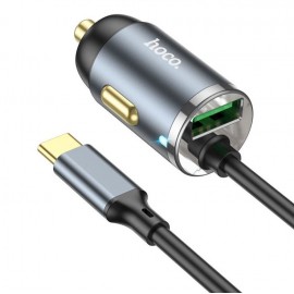 Зарядное автомобильное быстрое азу usb Hoco NZ7 QC3.0 + PD 20W кабель Type-C черный