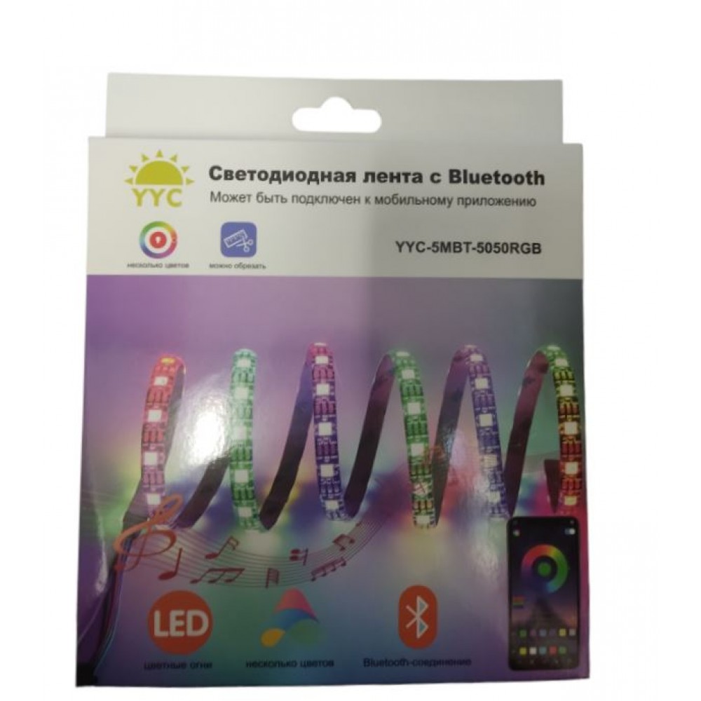 Лента LED YYC-5MBT-5050RGB 5m, Usb, bluetooth, силикон, черная