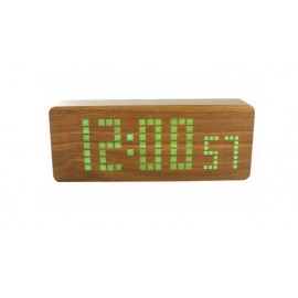 Часы LED с термометром VST-870 коричневое дерево зеленые цифры