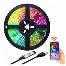 Лента LED MOOD LIGHTS RGB 5m пульт, bluetooth, силикон, черная