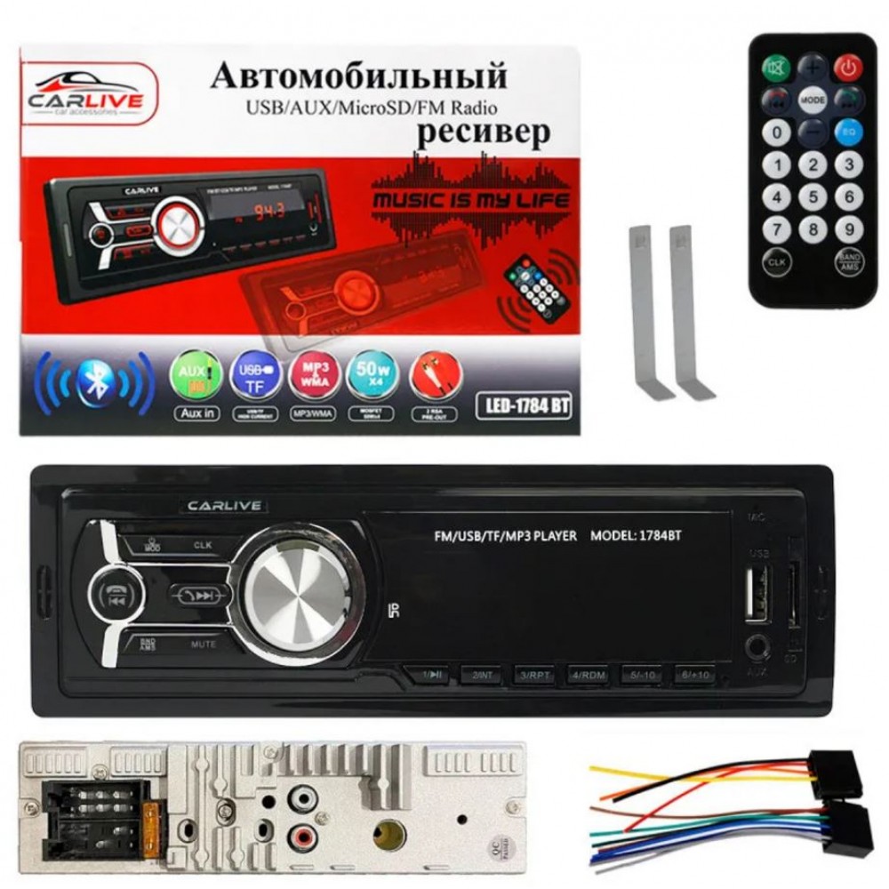 Автомагнитола CarLive LED-1784BT USB/AUX/MicroSD/FM/пульт